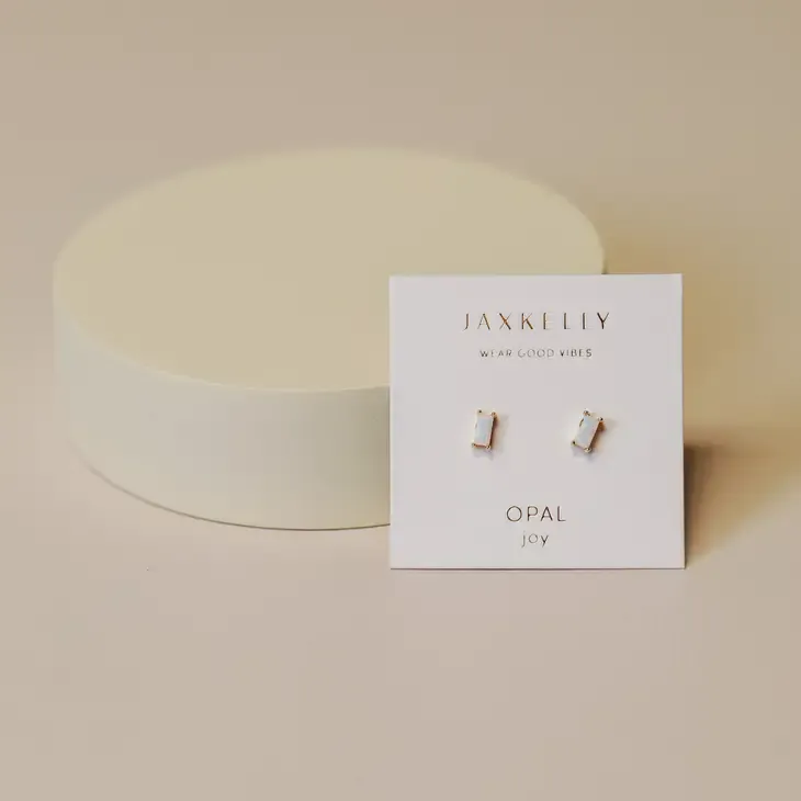 Baguette Earrings White Opal