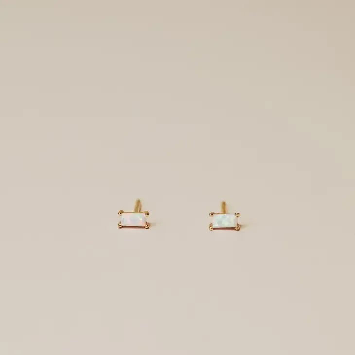 Baguette Earrings White Opal