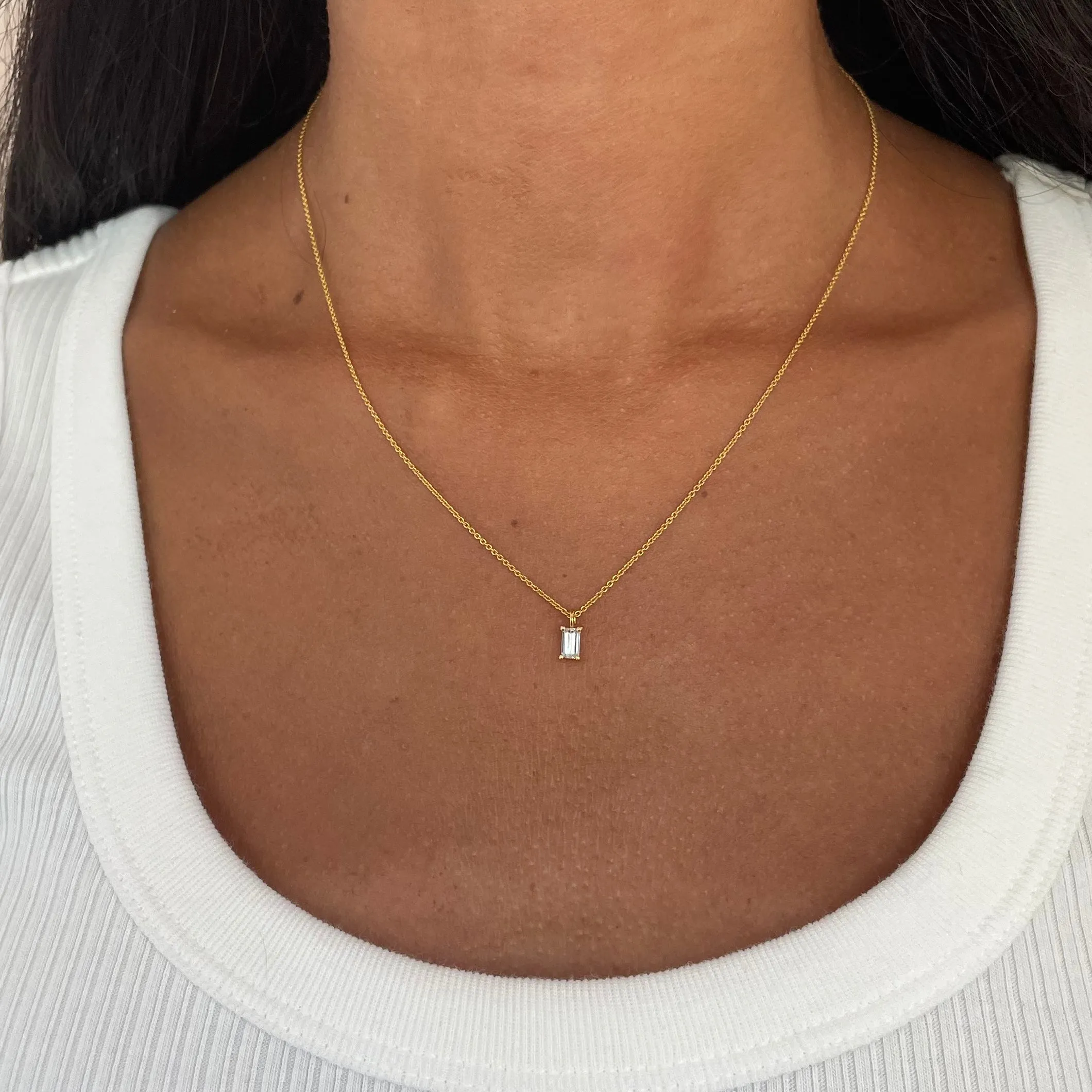 Baguette Floating Diamond Necklace