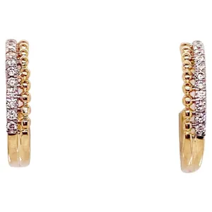 Beaded Pavé Diamond Huggie Earrings