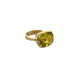 Beveled Bezel Lemon Quartz Ring