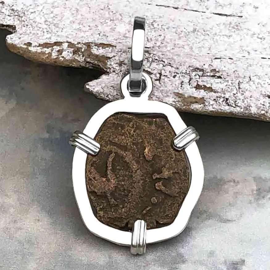 Biblical Widow's Mite in a Sterling Silver Pendant | Artifact #3705