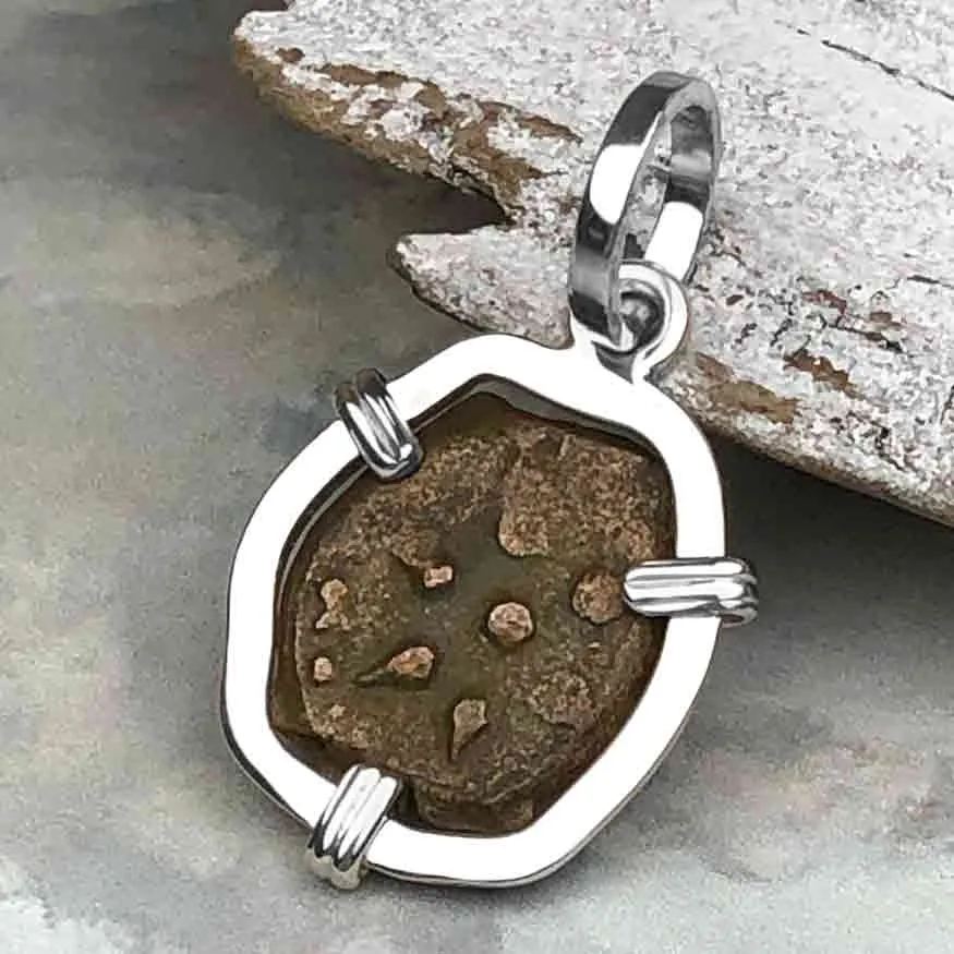 Biblical Widow's Mite in a Sterling Silver Pendant | Artifact #3705