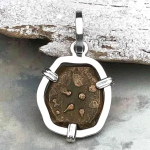 Biblical Widow's Mite in a Sterling Silver Pendant | Artifact #3705