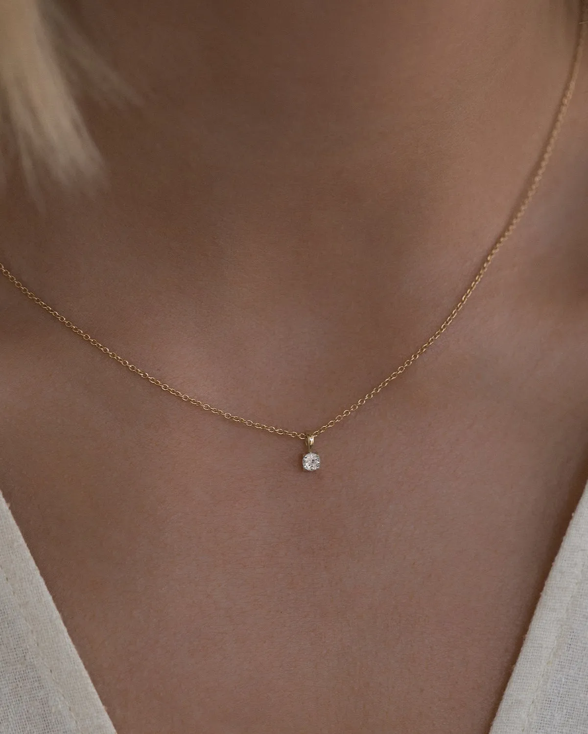 Birthstone Necklace | Gold & White Topaz