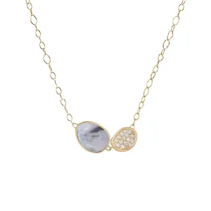 Black Mother of Pearl Diamond Chain Pendant Necklace