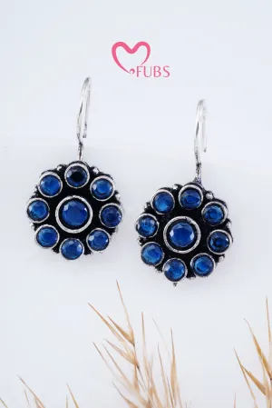 Blue Gemstone Glimmer Hook Earrings