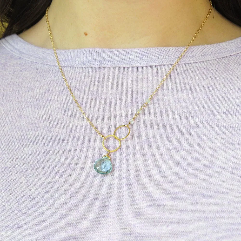 BLUE TOPAZ AND LOOPED GOLD NECKLACE