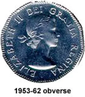 Canada Steel 1953 5 cents  (Elizabeth II) 4.54gr