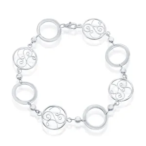 Classic Women's Bracelet - Sterling Silver Open and Designed Circle Linked | S-4376