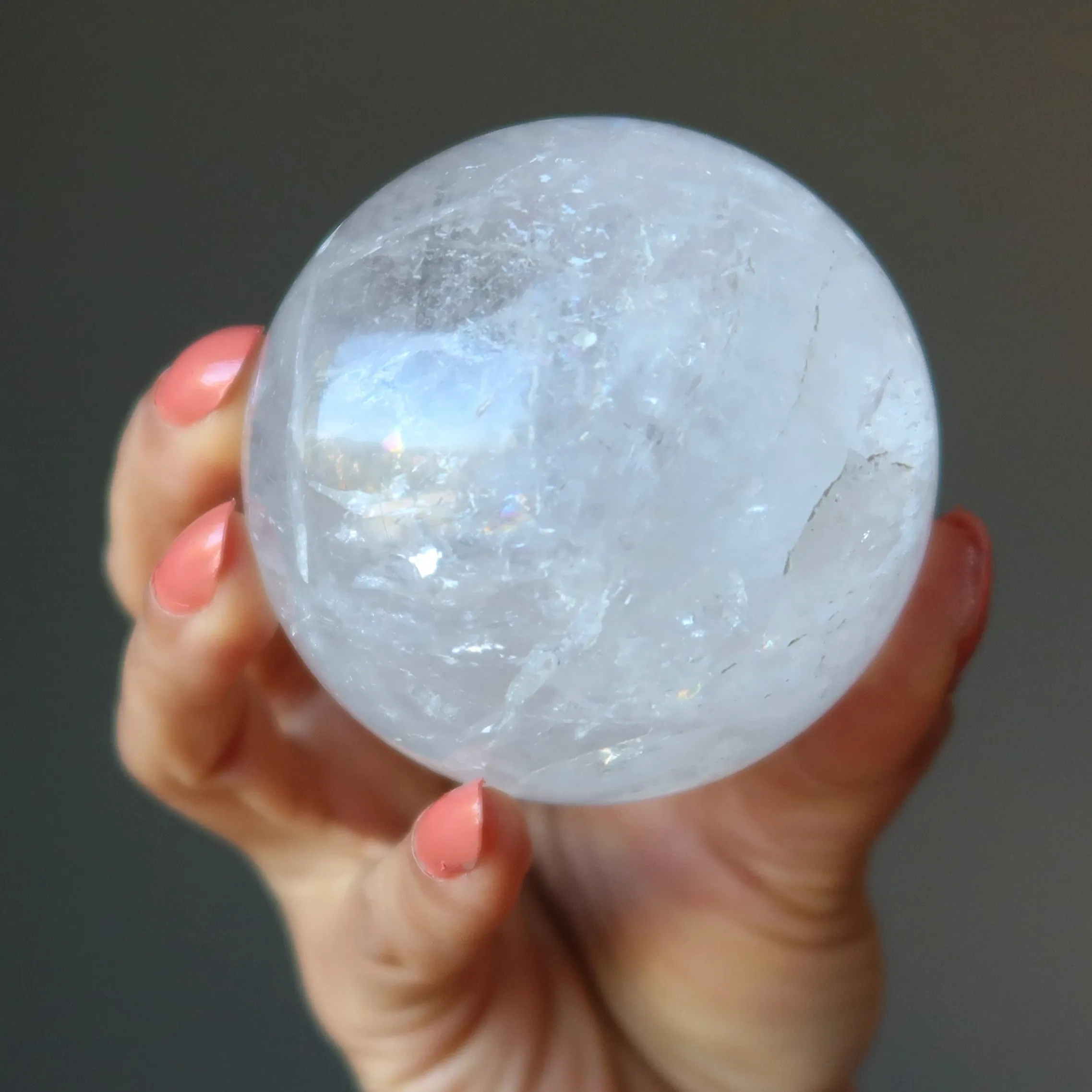 Clear Quartz Sphere Rainbow Crystal Ball