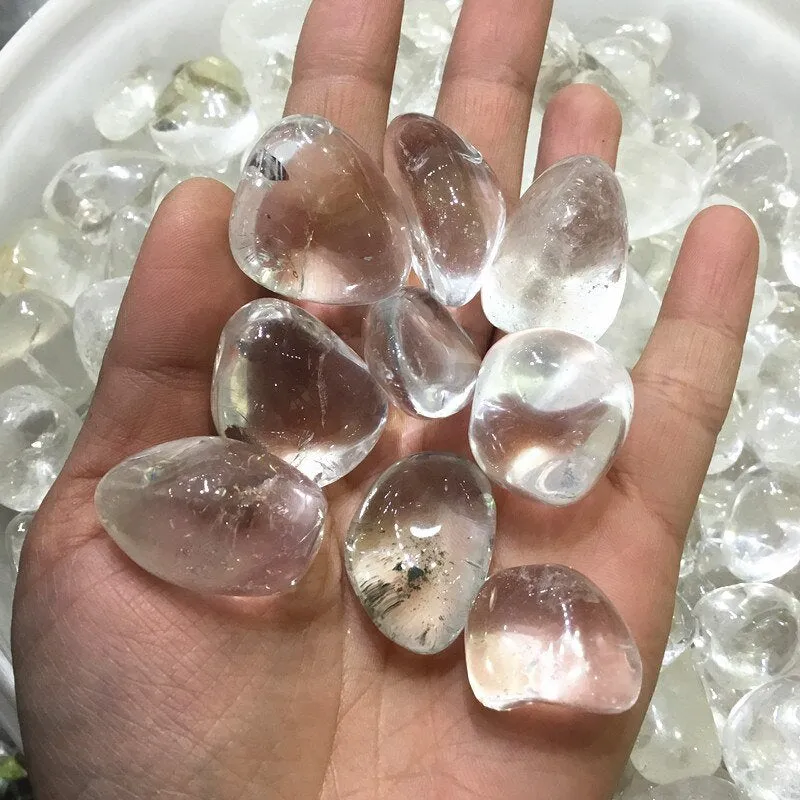 Clear Quartz, Tumbled Quartz, Crystal, Rainbow, Clear, Natural Stone, Pocket Stone, Palm, Altar, Crystal Grid, Healing Gemstone Mineral