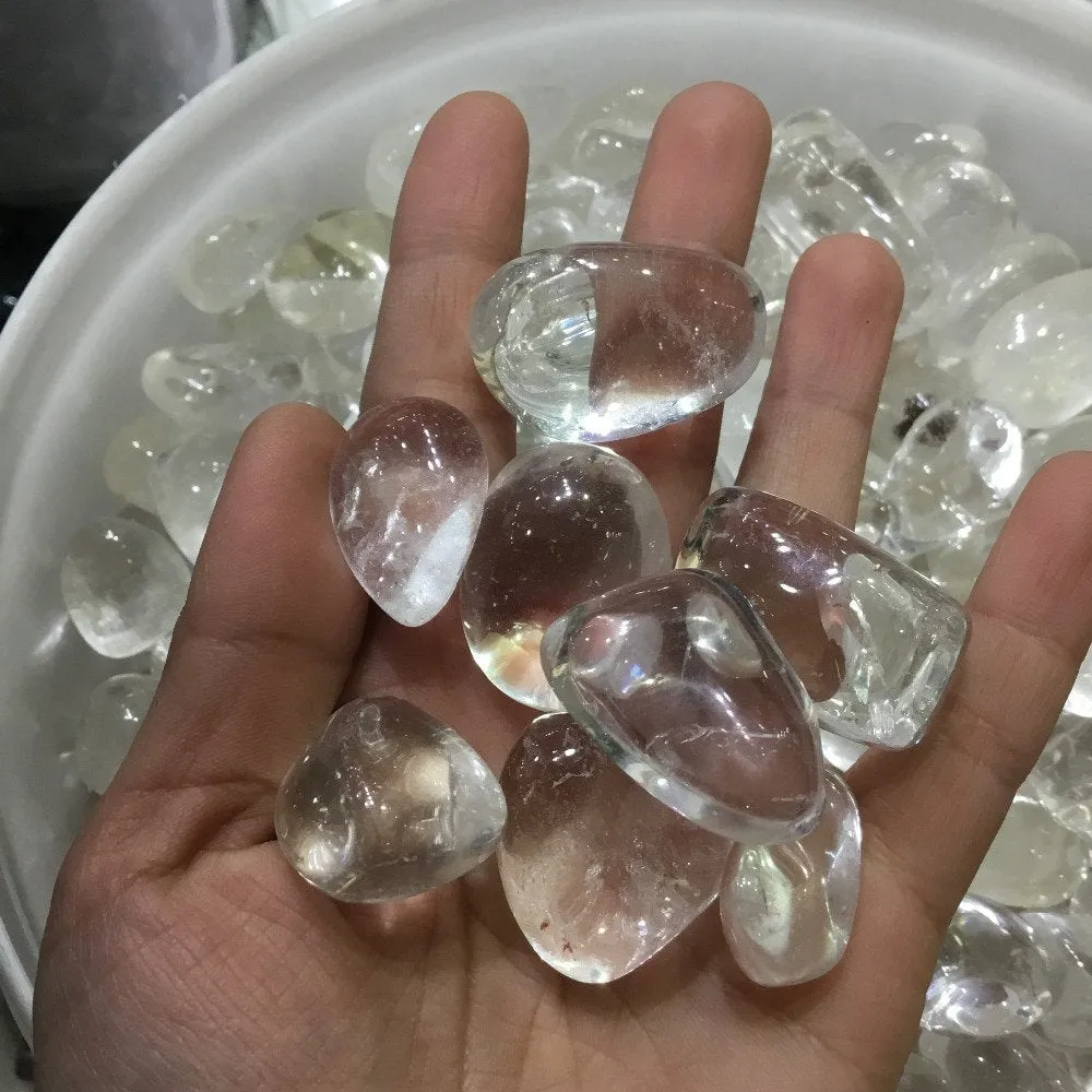 Clear Quartz, Tumbled Quartz, Crystal, Rainbow, Clear, Natural Stone, Pocket Stone, Palm, Altar, Crystal Grid, Healing Gemstone Mineral