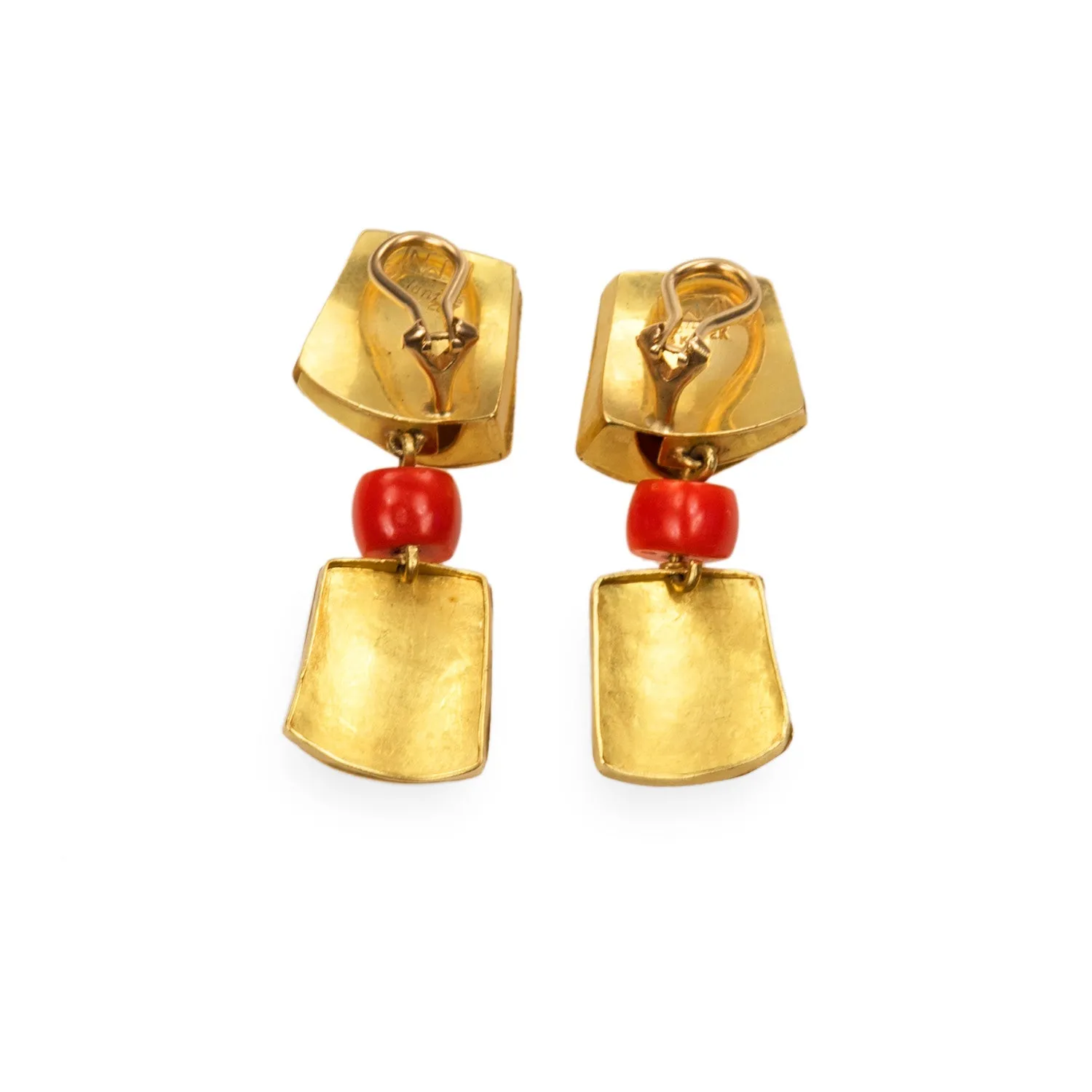 Coral & Gold Earrings