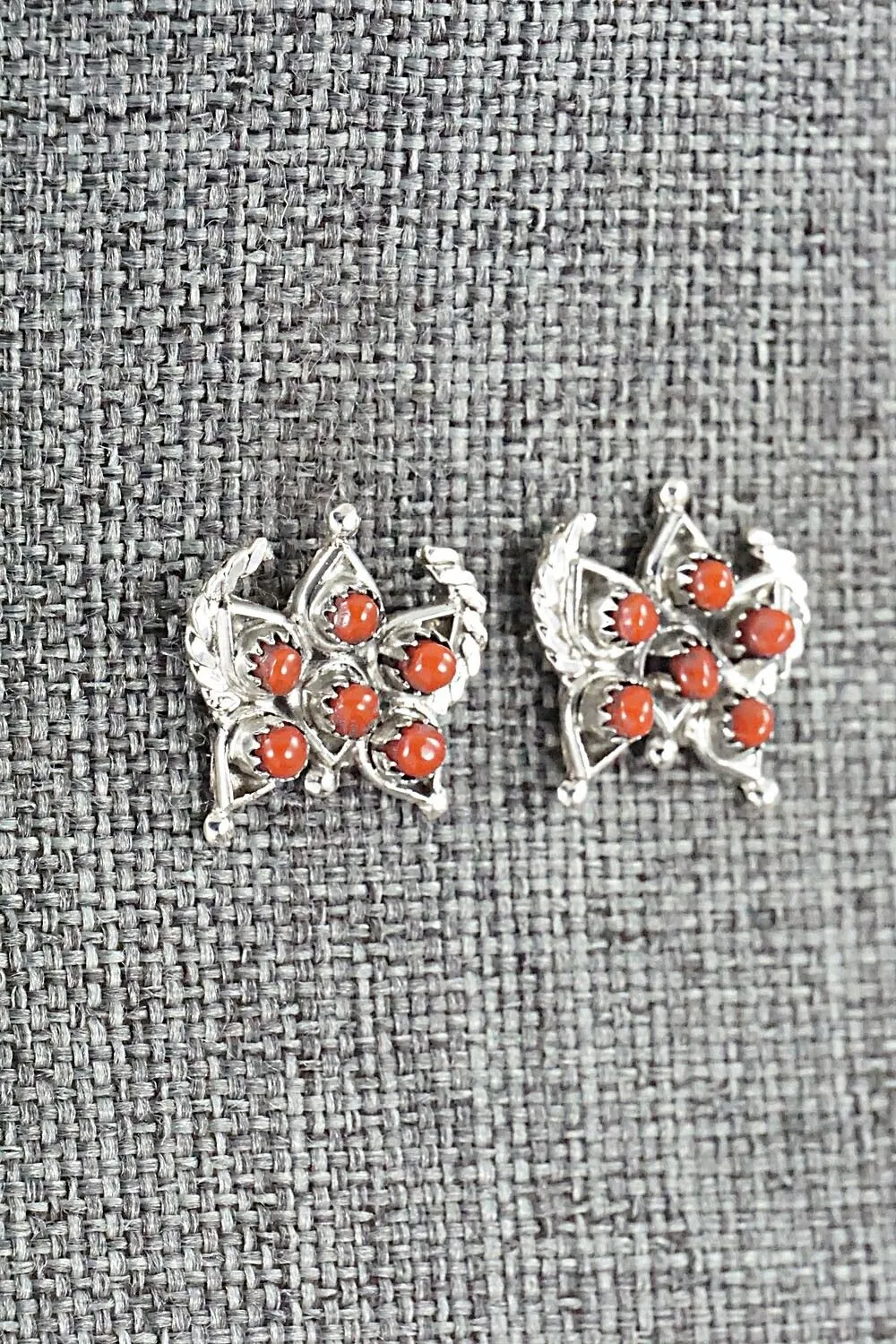 Coral & Sterling Silver Earrings - Wayne Johnson