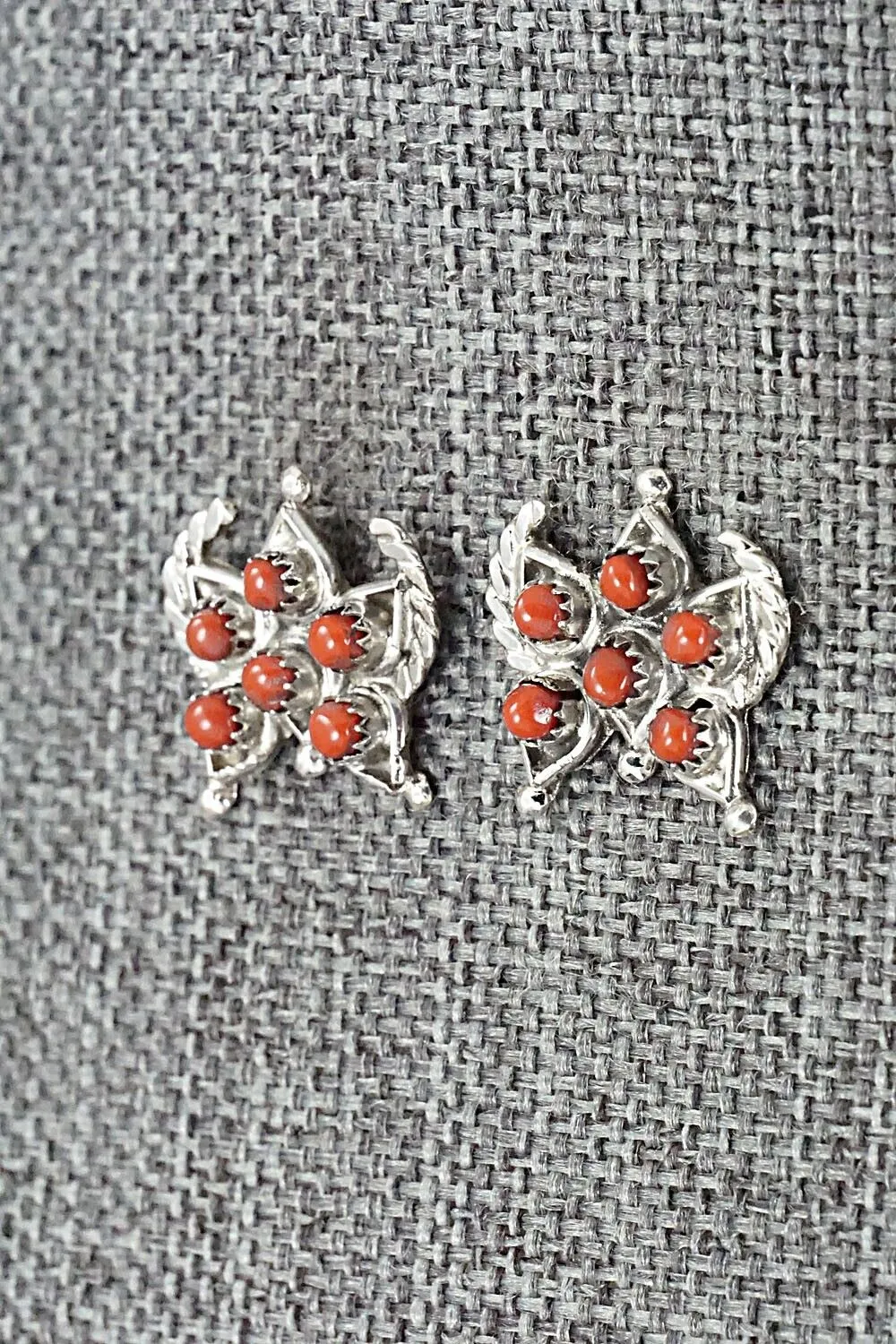 Coral & Sterling Silver Earrings - Wayne Johnson