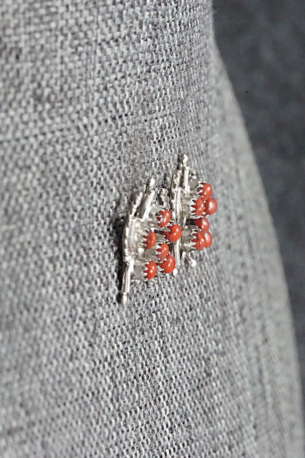 Coral & Sterling Silver Earrings - Wayne Johnson