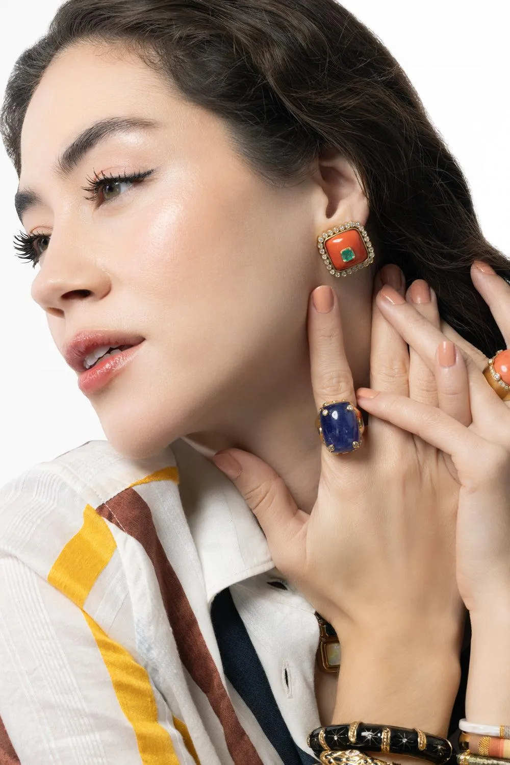 Coral Emerald Earrings