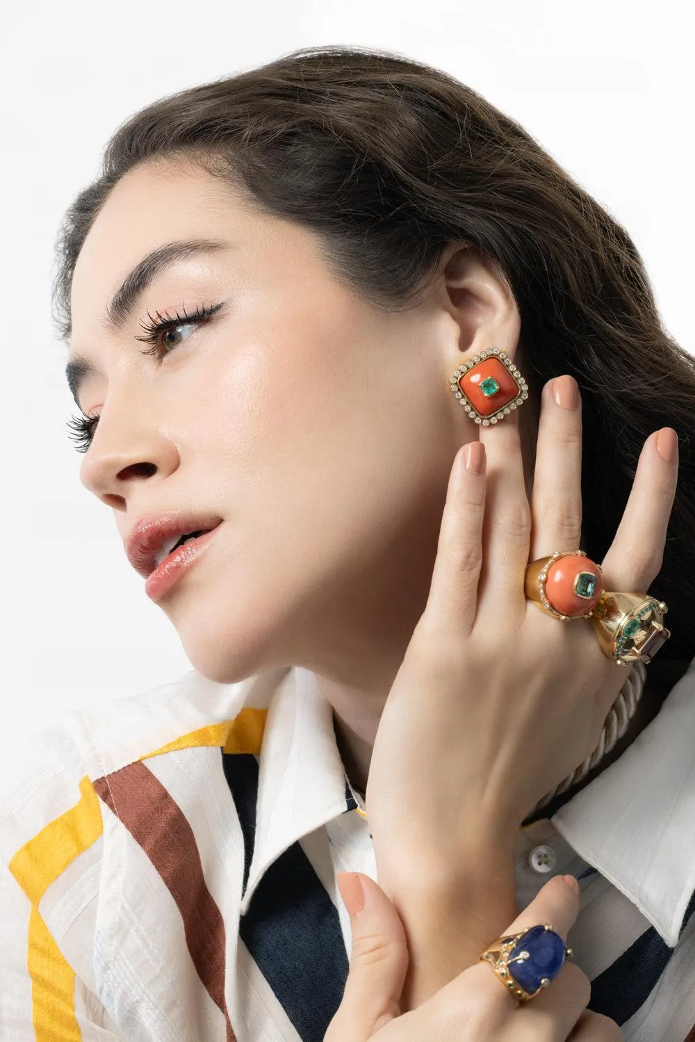 Coral Emerald Earrings