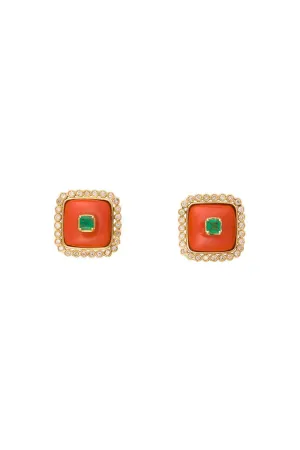 Coral Emerald Earrings
