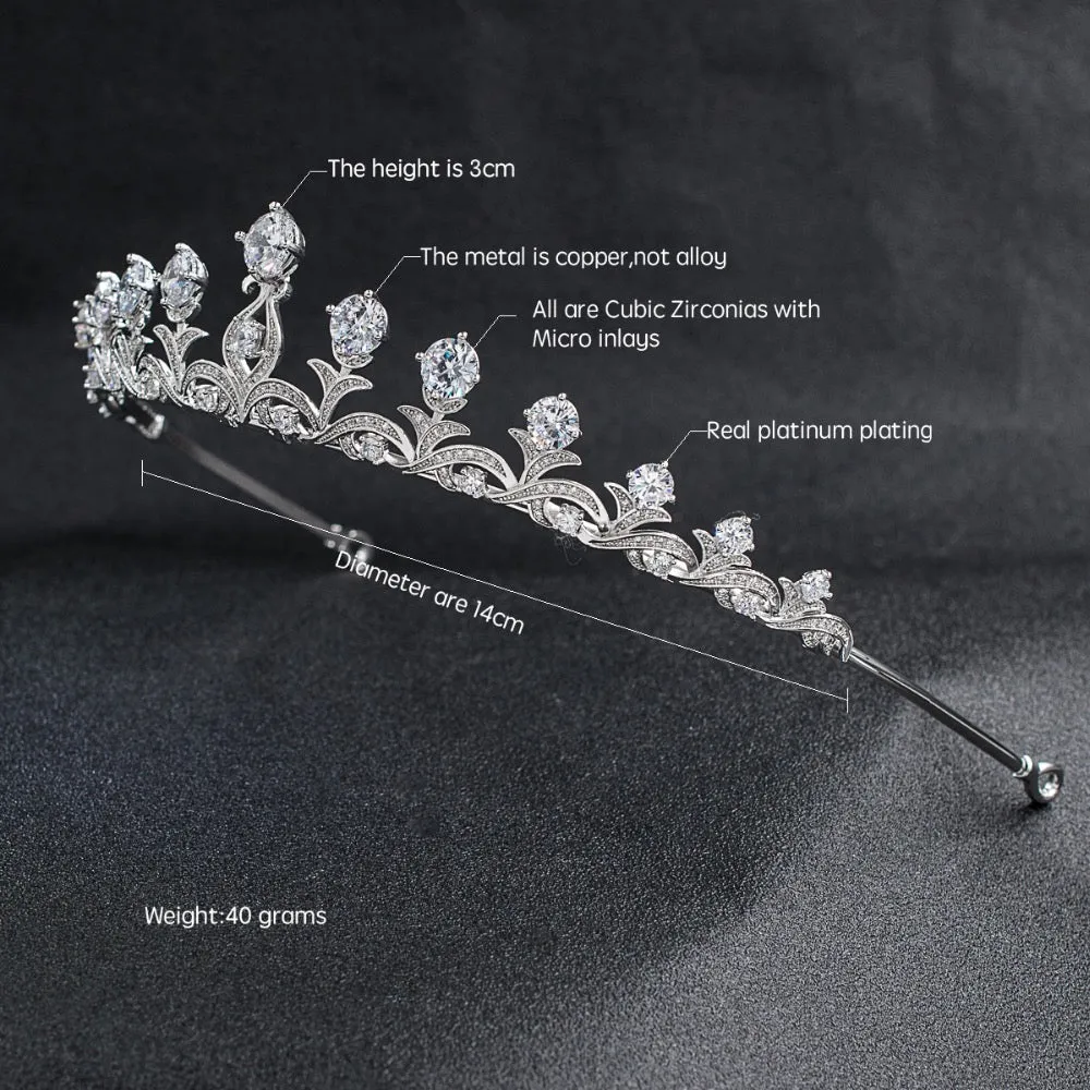 Cubic zircon wedding  bridal royal tiara diadem crown CH10030