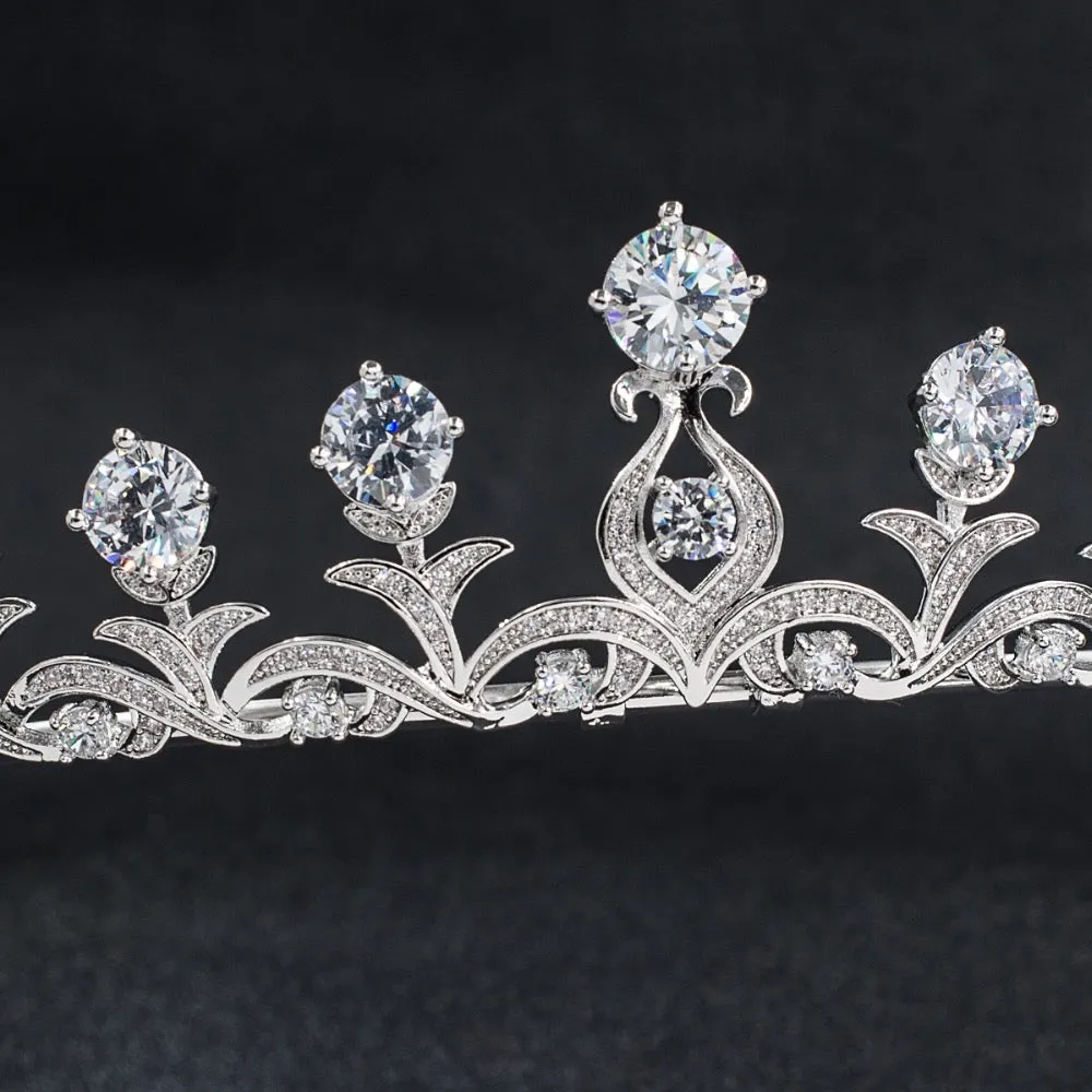 Cubic zircon wedding  bridal royal tiara diadem crown CH10030