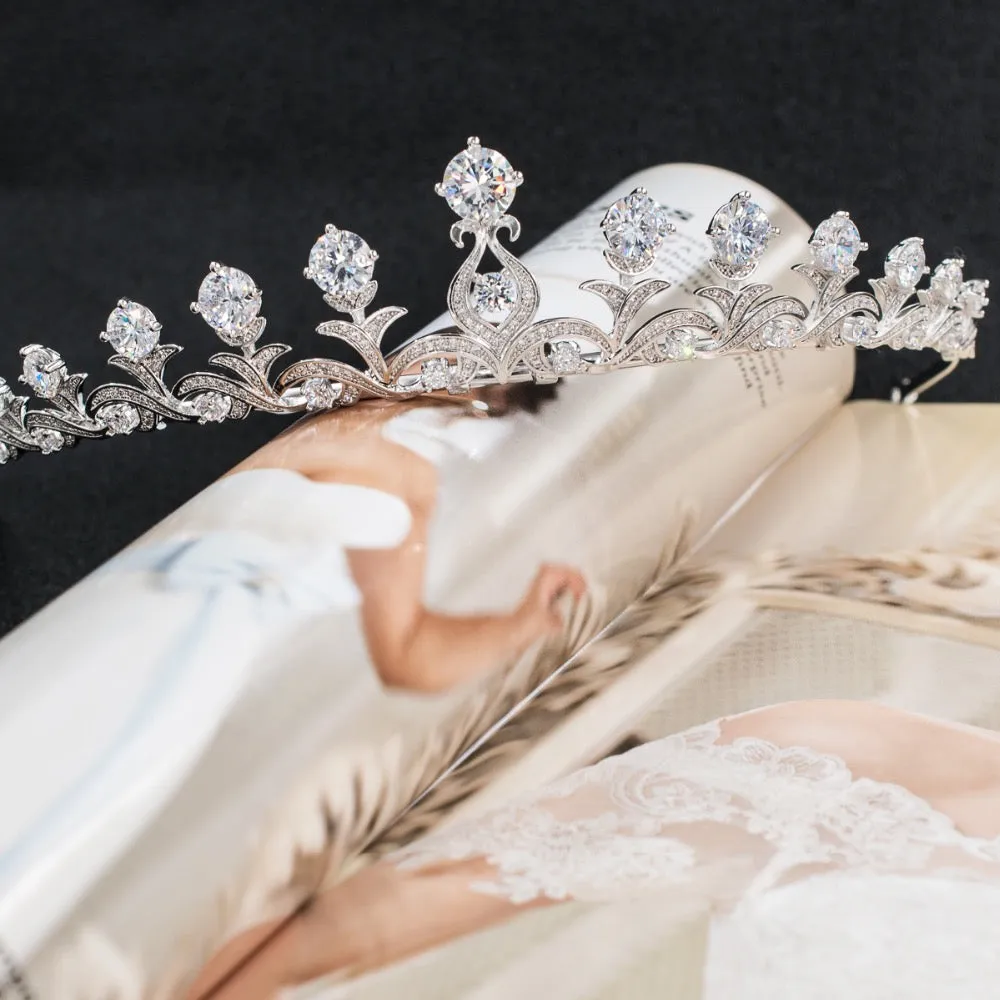Cubic zircon wedding  bridal royal tiara diadem crown CH10030