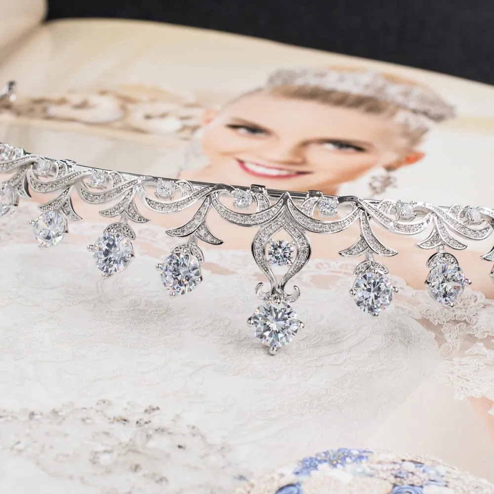 Cubic zircon wedding  bridal royal tiara diadem crown CH10030