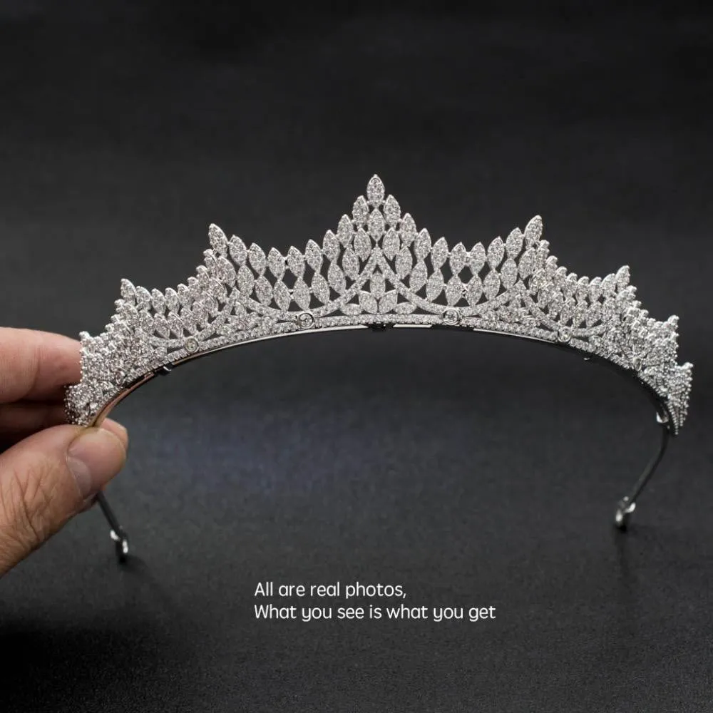 Cubic zircon wedding  bridal royal tiara diadem crown CH10039