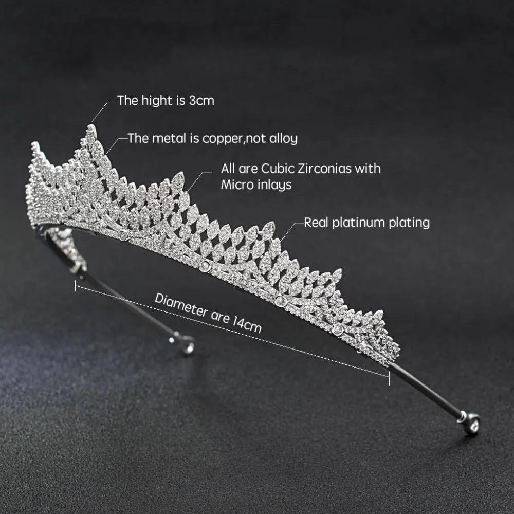 Cubic zircon wedding  bridal royal tiara diadem crown CH10039