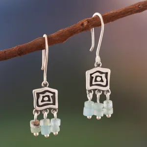 Cultural Sterling Silver and Opal Chandelier Earrings - Qayacpuma Signs | NOVICA