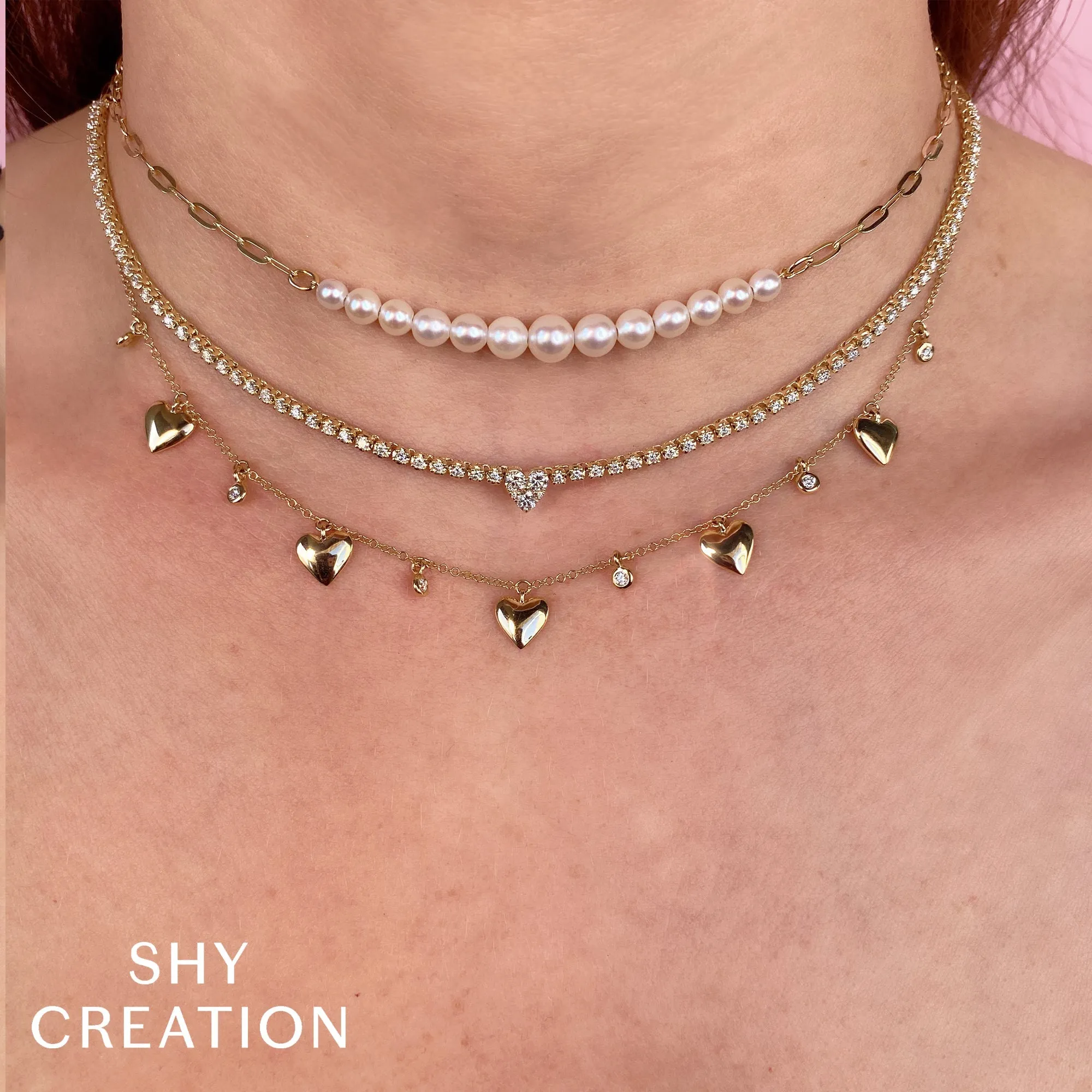 CULTURED PEARL PAPER CLIP LINK NECKLACE