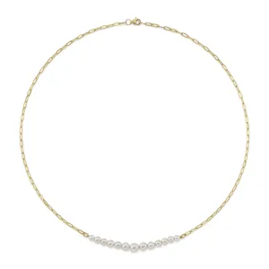 CULTURED PEARL PAPER CLIP LINK NECKLACE