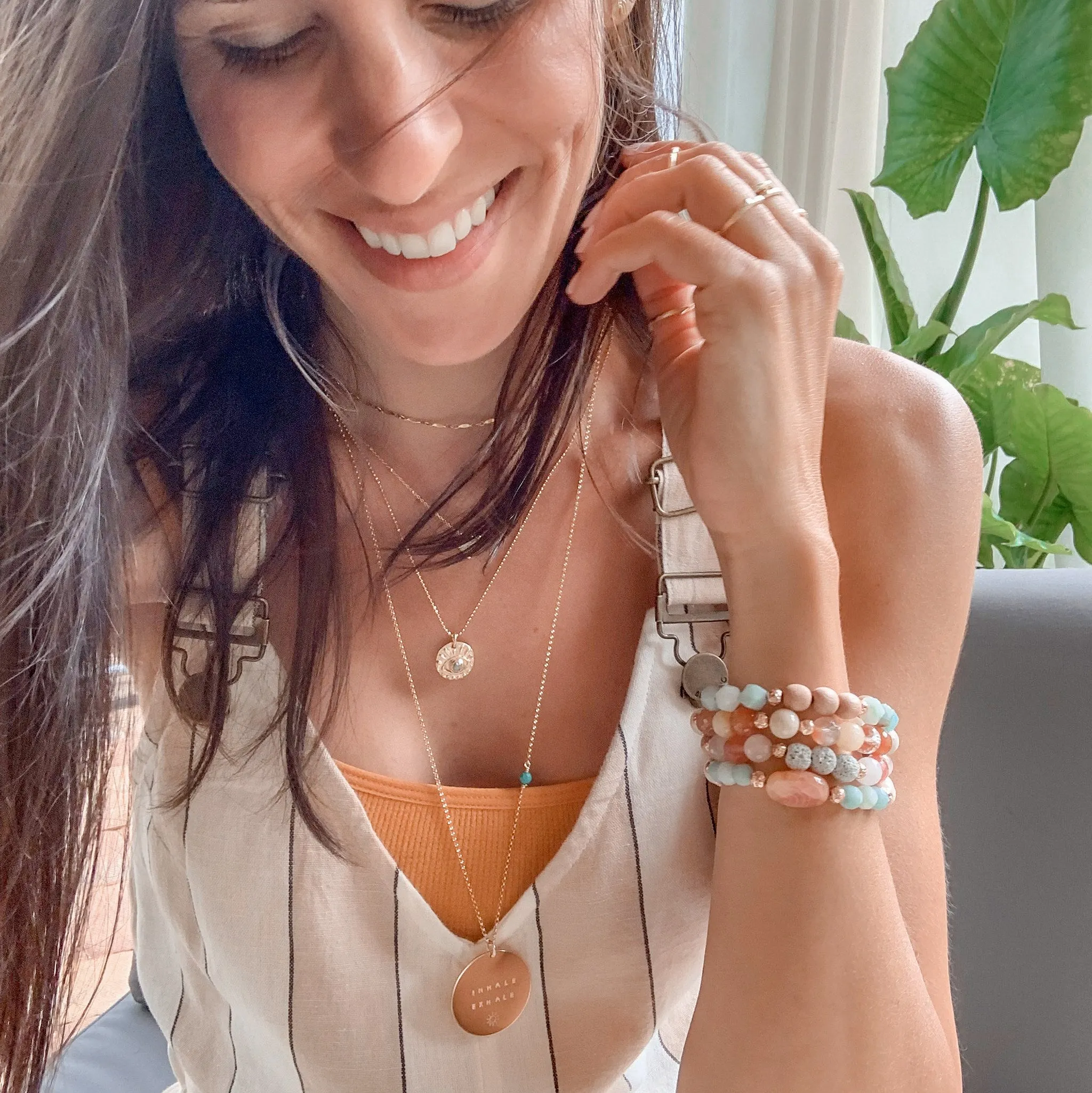 Custom Mantra Coin Necklace | Gold