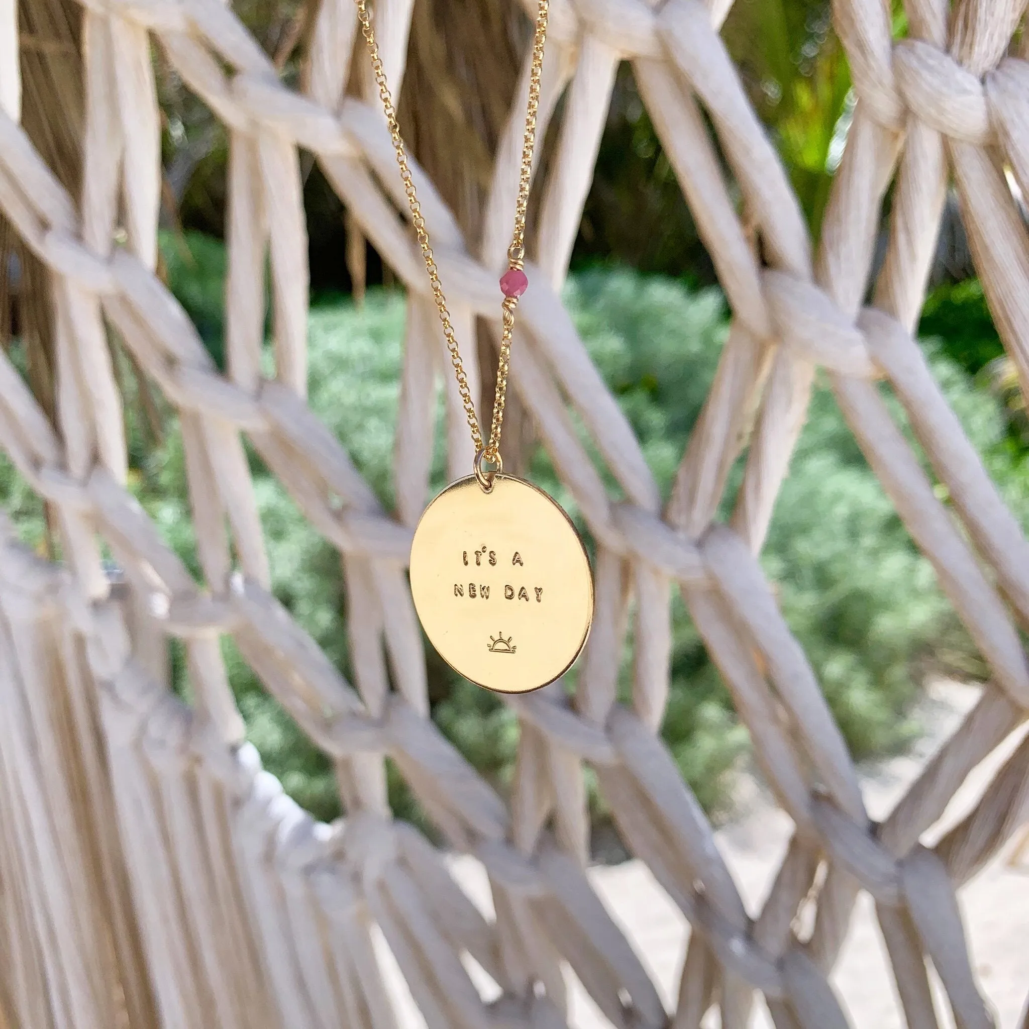 Custom Mantra Coin Necklace | Gold