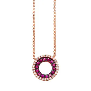 Diamond & 0.27ct Ruby 14k Rose Gold Necklace