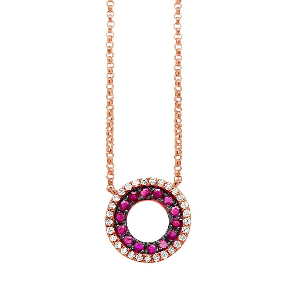 Diamond & 0.27ct Ruby 14k Rose Gold Necklace
