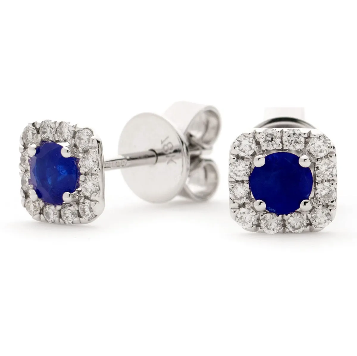 Diamond & Blue Sapphire Earrings 0.60ct