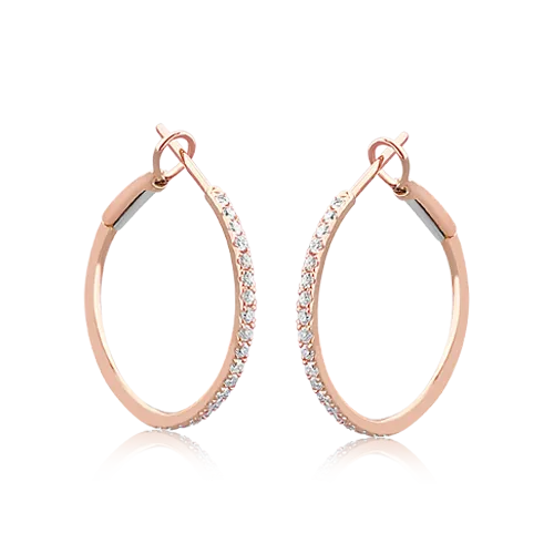 Diamond & Rose Gold Hoop Earrings