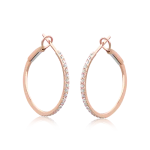 Diamond & Rose Gold Hoop Earrings