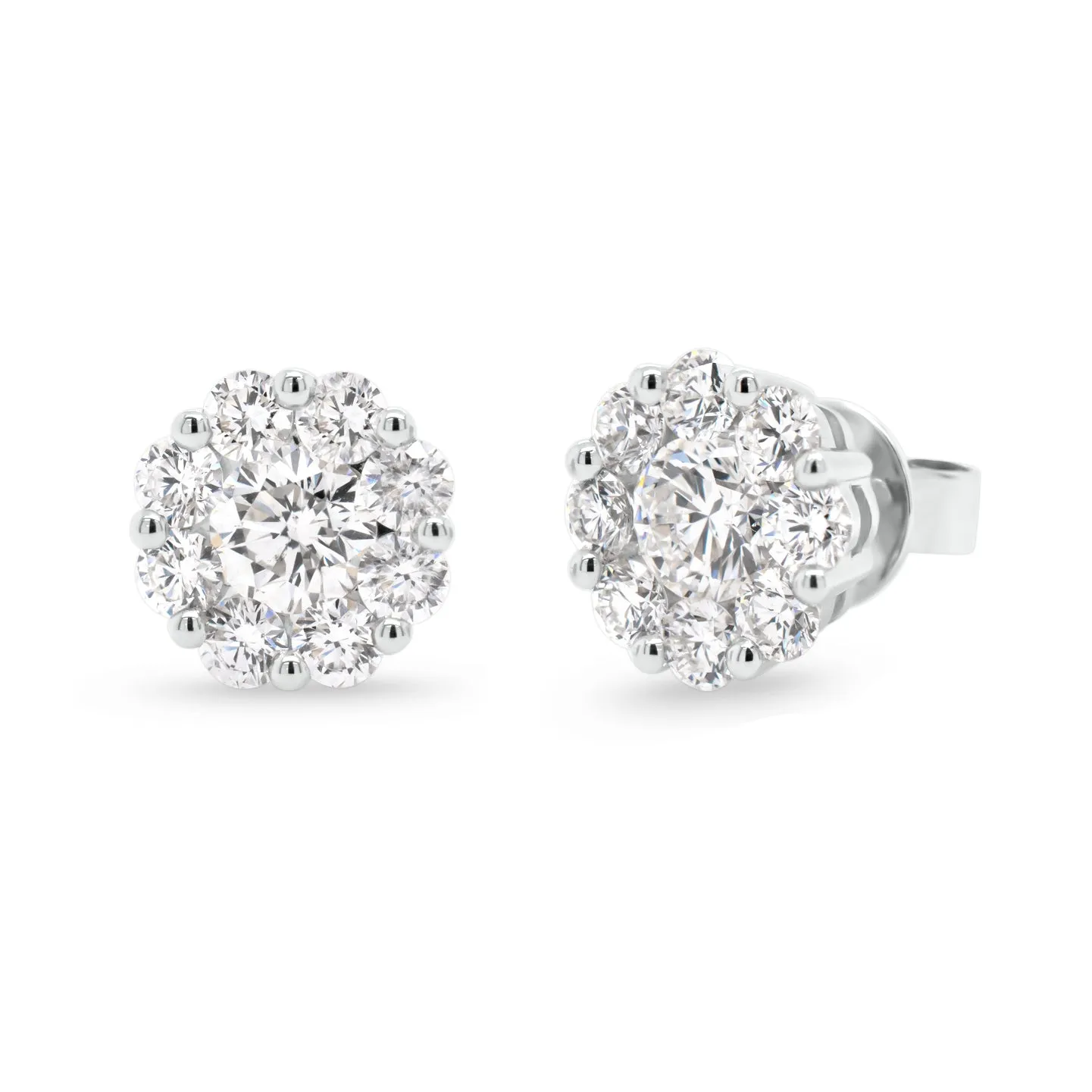 Diamond Halo Classic Stud Earrings