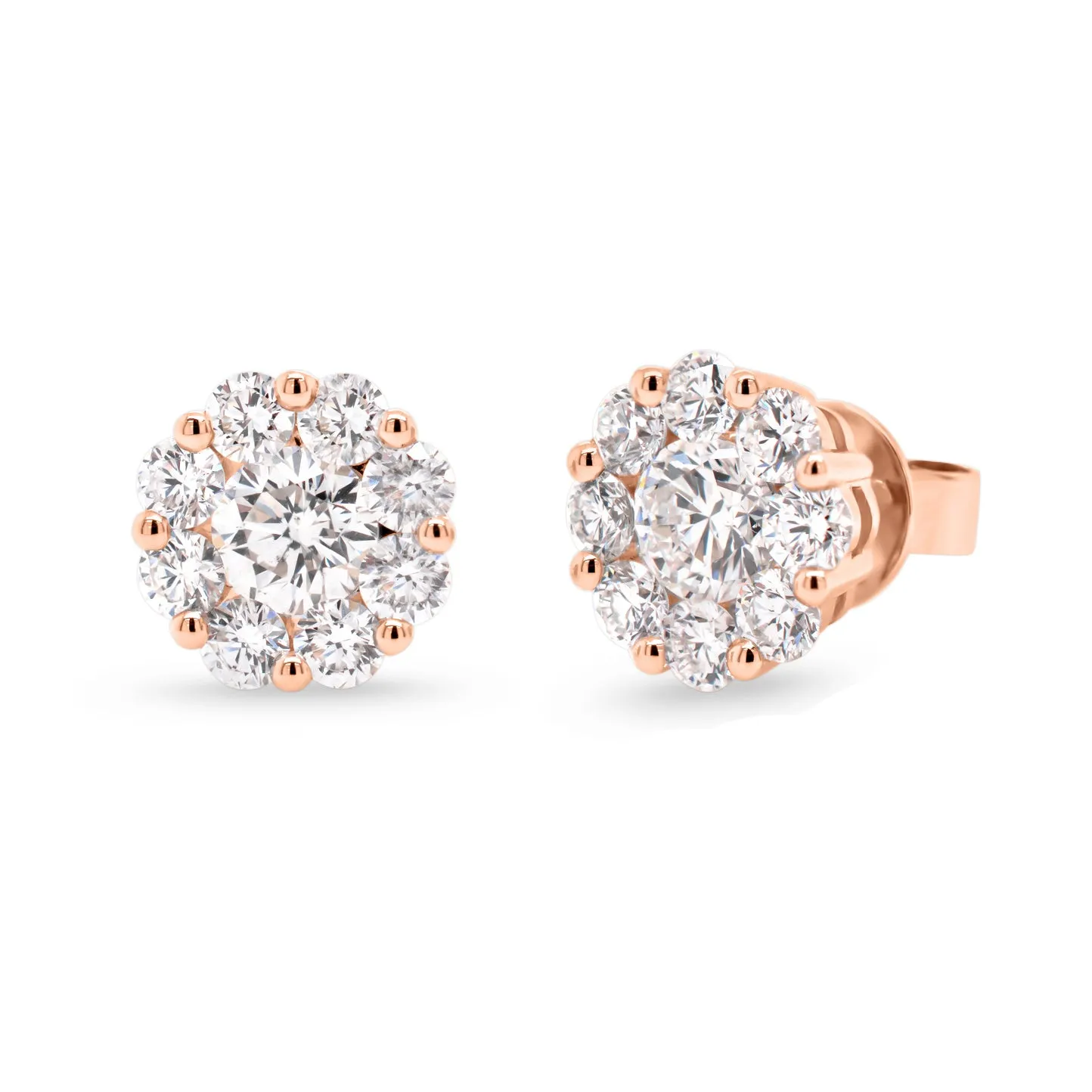 Diamond Halo Classic Stud Earrings