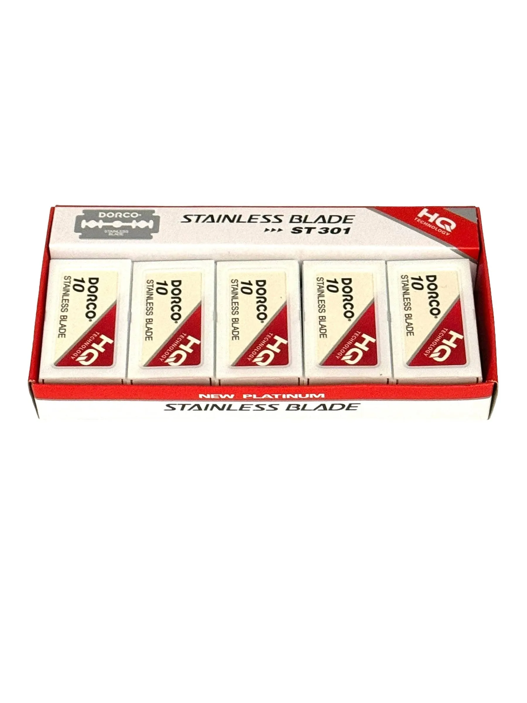 Dorco ST301 Platinum Stainless Steel Double Edge Safety Razor Blade 10 pk