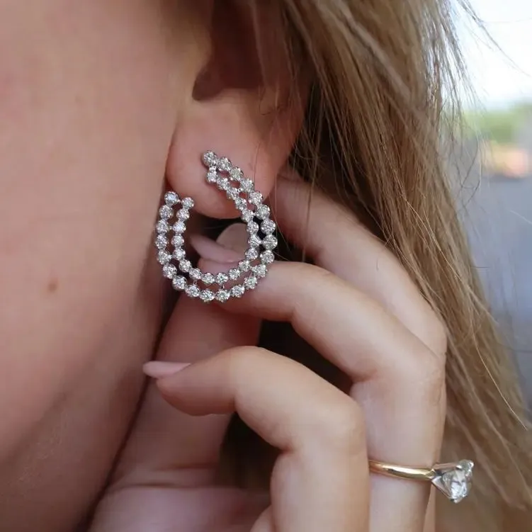 Double Row Diamond Garland Earrings