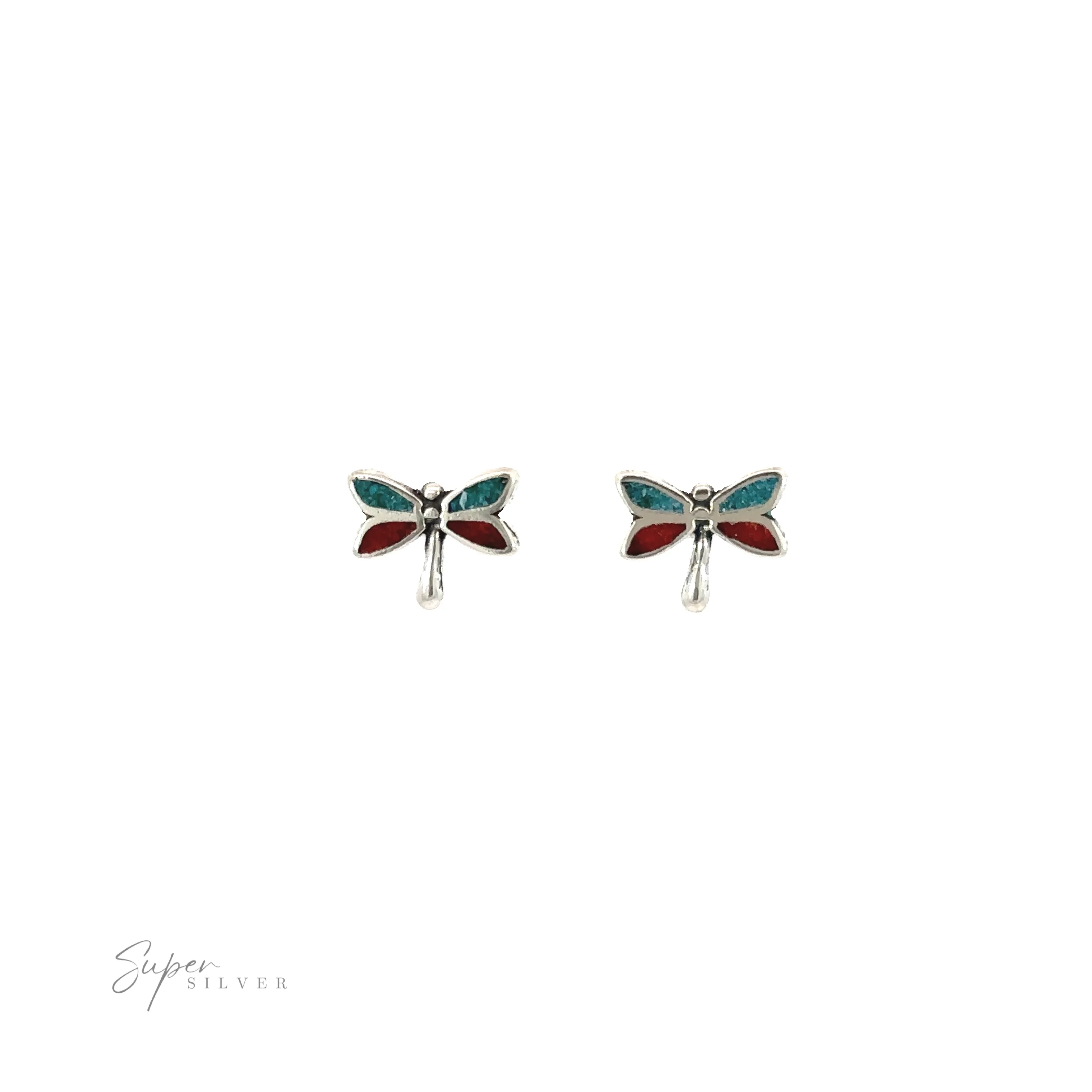 Dragonfly Coral and Turquoise Studs