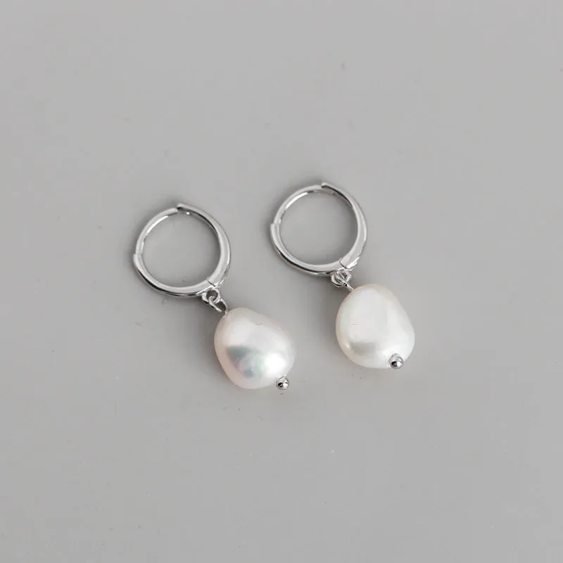 DROP IN THE OCEAN PEARL HOOP EARRINGS