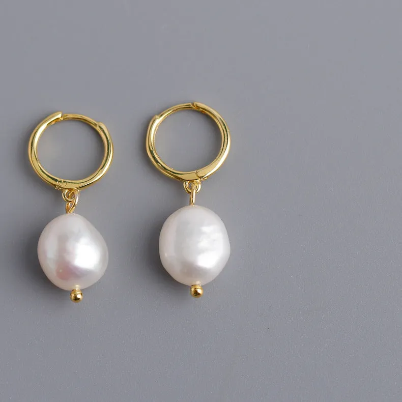 DROP IN THE OCEAN PEARL HOOP EARRINGS
