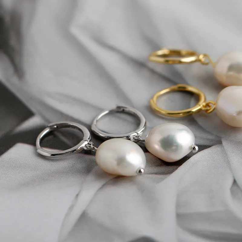 DROP IN THE OCEAN PEARL HOOP EARRINGS