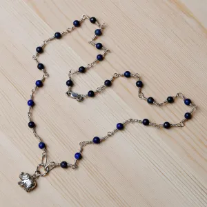 Elephant-Themed Lapis Lazuli Link Choker Pendant Necklace - The Sage Giant | NOVICA