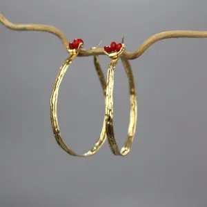 Extra Large Carnelian Hoop Earrings